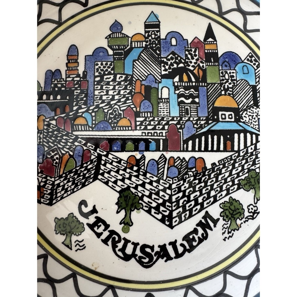 Holy City Jerusalem Ceramic Hand Painted Bowl Use For Display Salad Pasta - Picture 4 of 4